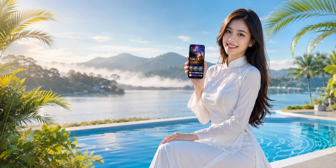 Không gian esports tại Đà Lạt với ánh đèn neon và người dùng mobile