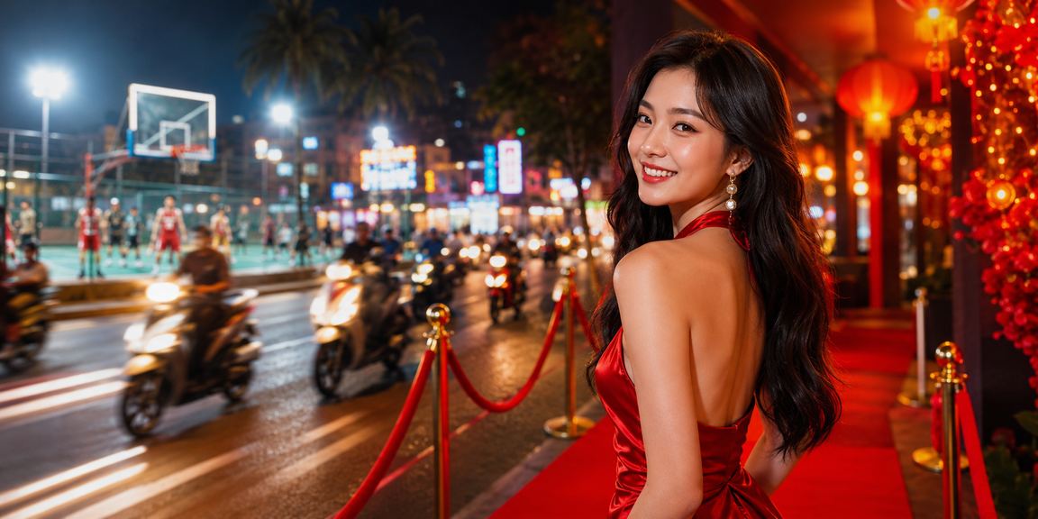 Khung cảnh bóng rổ tại Ninh Bình với ánh neon và không khí giải trí